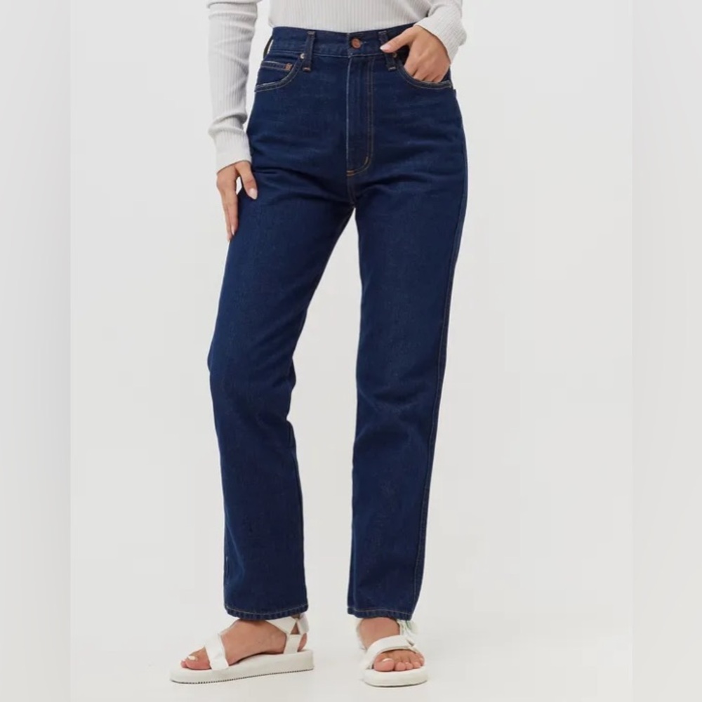 Agolde Women’s High Rise Straight Jeans in Dark Indigo